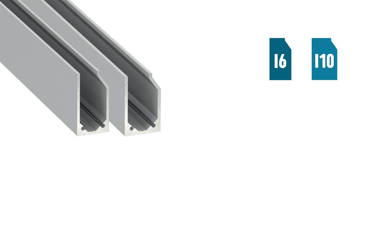 LUMINES "I6" / "I10" profilé pour des plaques verre/plexiglass